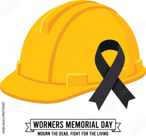 Yellow Hard Hat with Black Ribbon.