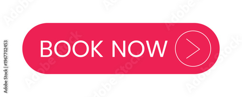 Book Now Button with Arrow Icon Pink Red Call to Action Banner for Booking Interface