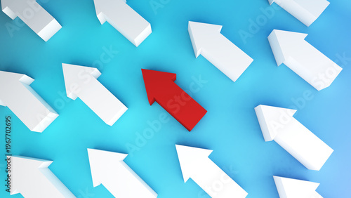 The directional arrow business concept creates clarity in the business plan, and the organizational system will operate systematically. ,3d rendering