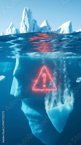 Underwater Iceberg Warning Danger Symbol Arctic Ocean Cinematic Footage