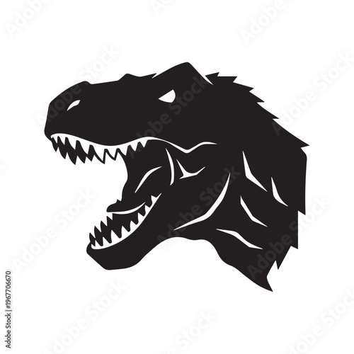 Angry roaring tyrannosaurus rex dinosaur head silhouette logo vector illustration
