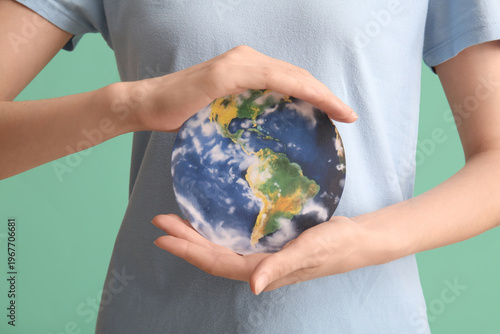 Young woman with paper plan...