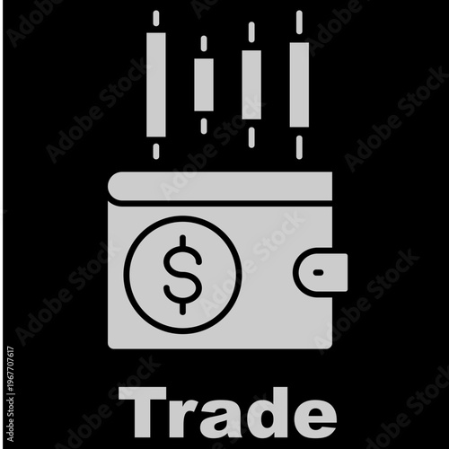 Trade White Vector Icon On Black Background 
