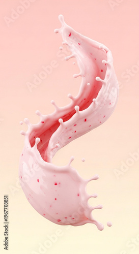 Premium yogurt burst with strawberry on cream pink base