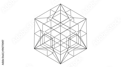 Geometric wireframe 3D structure diagram. Vector Illustrations. EPS Editable