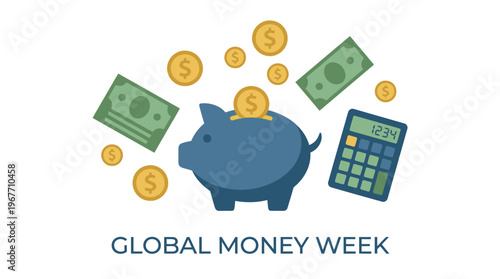 Global Money Week Finance Illustration. Vector Illustrations. EPS Editable