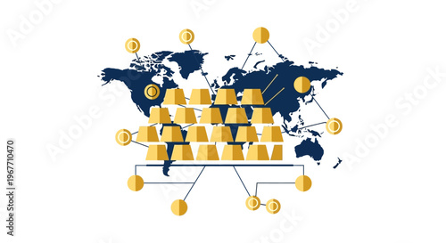 Global Network Connections and Bitcoin. Vector Illustrations. EPS Editable