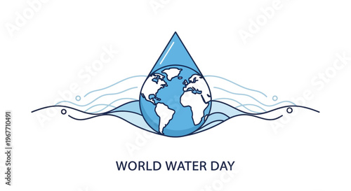 Globe in a water drop illustration. Vector Illustrations. EPS Editable