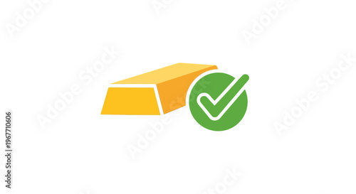 Golden bar with green check mark. Vector Illustrations. EPS Editable