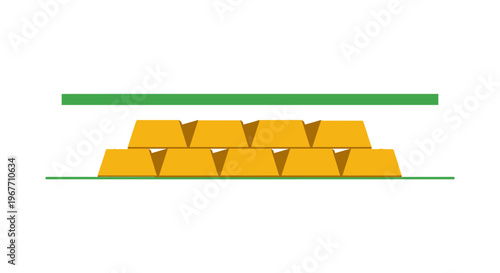 Golden bars stacked in pyramid shape. Vector Illustrations. EPS Editable