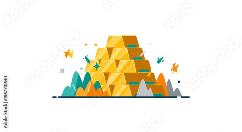 Golden bars treasure wealth finance gold. Vector Illustrations. EPS Editable