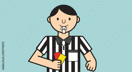 Referee holding red and yellow cards.