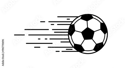 Soccer ball in fast motion graphics.