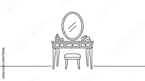 Dressing Table with Mirror and Stool
