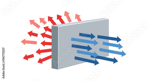 Heat Transfer Barrier and Insulation Concept. Vector Illustrations. EPS Editable