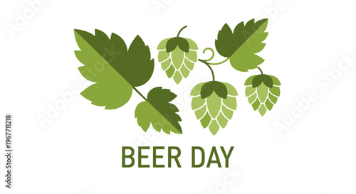 Hops leaves beer brewing ingredients. Vector Illustrations. EPS Editable