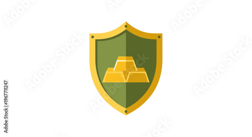 Golden shield with gold bars. Vector Illustrations. EPS Editable