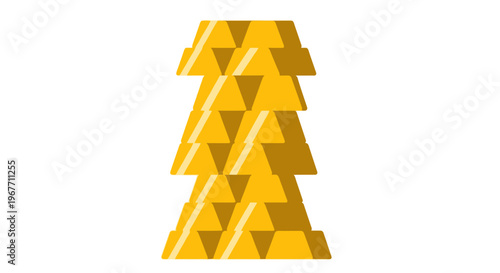 Golden Triangle Shaped Abstract Object. Vector Illustrations. EPS Editable