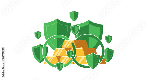 Green shield protection security concept. Vector Illustrations. EPS Editable