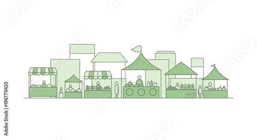 Greenhouses in a farm setting scene. Vector Illustrations. EPS Editable