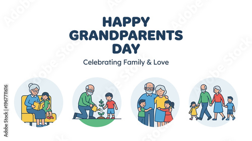 Happy Grandparents Day Family Love. Vector Illustrations. EPS Editable
