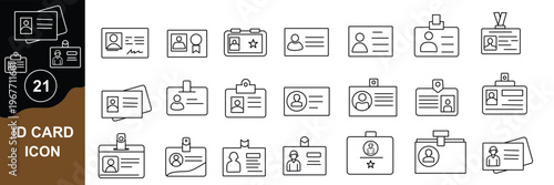 ID Card minimal thin line icons. Related passport, identification, authentication, immigration,. Editable stroke. Vector illustration.