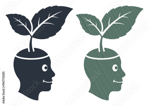Symbol of growth and new ideas emerging from a human mind