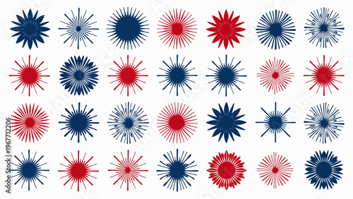 Seamless pattern featuring colorful abstract floral fireworks on a white background for festive celebration graphics joyful holiday textiles and playful party decor.