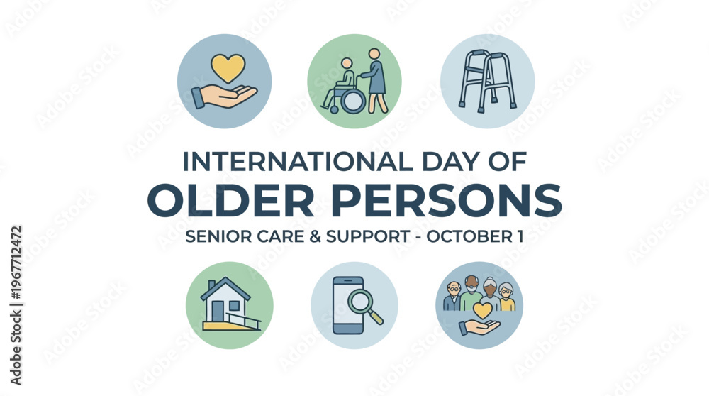 Fototapeta premium International Day of Older Persons Awareness. Vector Illustrations. EPS Editable