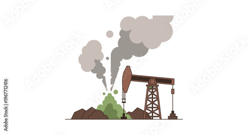 Industrial oil pump jack machine. Vector Illustrations. EPS Editable