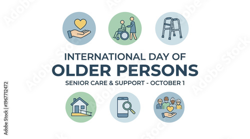 International Day of Older Persons Awareness. Vector Illustrations. EPS Editable