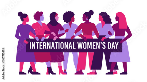 International Womens Day Celebration Unity. Vector Illustrations. EPS Editable