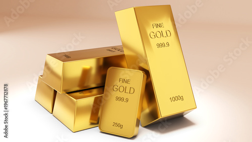 Gold bars 1000 grams pure gold,business investment and wealth concept.wealth of Gold ,3d rendering
