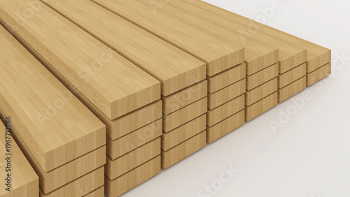Wood materials for building a house with higher prices.,log and lumber price up,3d rendering