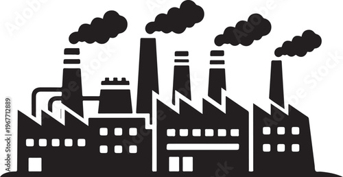 Industrial Factory with Smoking Chimneys Vector Illustration