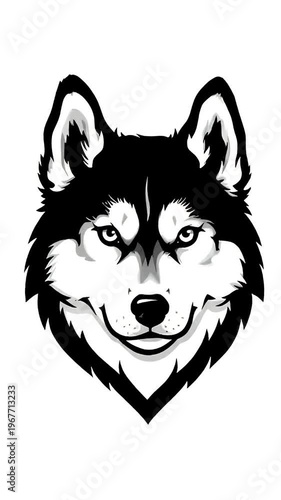 Wolf Head Silhouette Black White Realistic Artistic Portrait