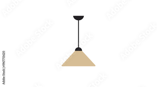 Minimalist Pendant Light Fixture with Beige Shade and Black Cord. Vector Illustrations. EPS Editable