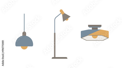 Modern lamps for home interior design. Vector Illustrations. EPS Editable