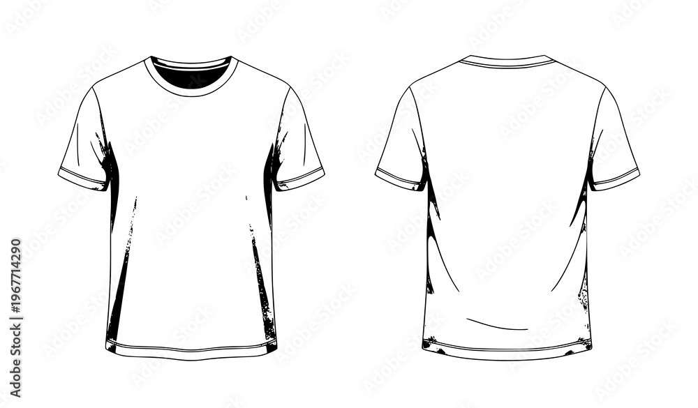 Naklejka premium Blank T Shirt Mockup Front and Back View Vector Illustration for Fashion Branding