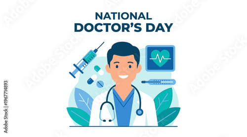 National Doctors Day Medical Illustration. Vector Illustrations. EPS Editable