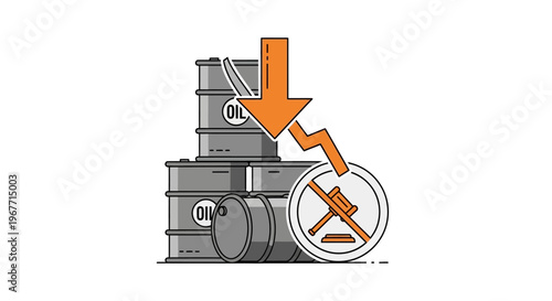 Oil barrels with forbidden sign. Vector Illustrations. EPS Editable