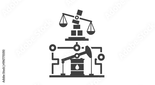 Oil industry and legal balance icon illustration. Vector Illustrations. EPS Editable