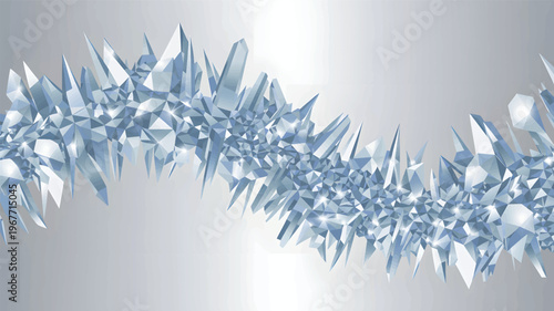Abstract icy crystal formation with sharp geometric facets and light reflections