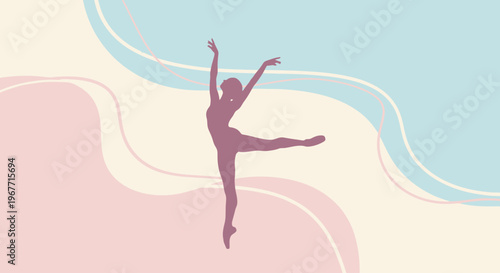 Graceful Silhouette of a Ballerina Celebrating International Dance Day with Swirls of Color