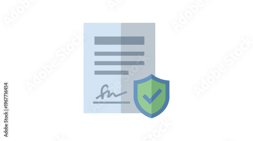 Secure document with shield protection. Vector Illustrations. EPS Editable