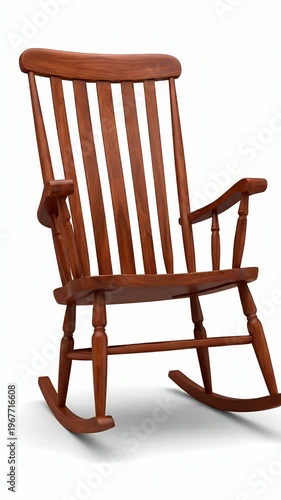 Wooden Rocking Chair Warm Brown Classic Design Isolated White