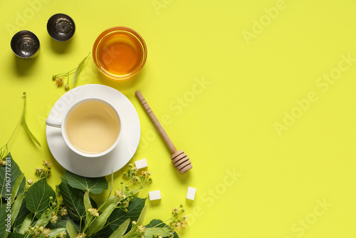 Cup of hot linden tea with ...