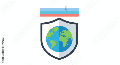 Shield with globe protection symbol. Vector Illustrations. EPS Editable