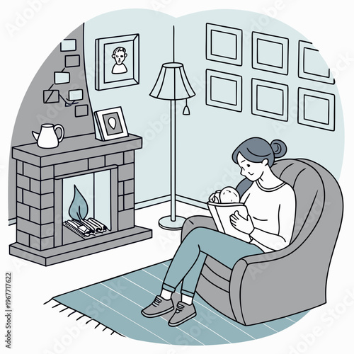 A mother breastfeeding her baby on a couch in a cozy living room