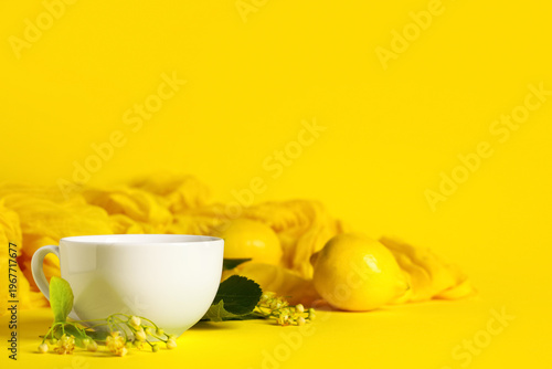 Cup of hot linden tea with ...